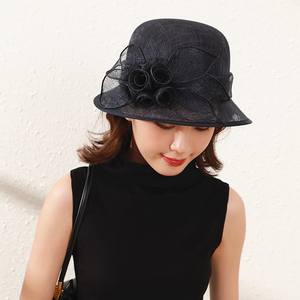 Chapeau de cérémonie <span class=keywords><strong>chic</strong></span> pour <span class=keywords><strong>femme</strong></span> en sinamay bleu, chapeau cloche pour le Kentucky Derby, chapeau de soleil fascinateur floral pour fête du thé et mariage - Product Image 4