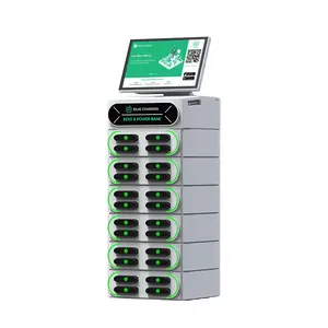 24 Slot Integrated Stackable Cell Phone Charging Station Rental Kiosk With Embedded Pos Vending Machine Share Power Bank Locker