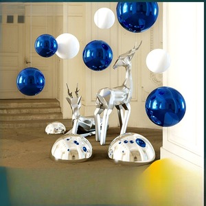 Сапфировый синий шарик из нержавеющей стали скульптура домашний Декор потолочный оконный орнамент для внутреннего свадебного торжества - Product Image 3