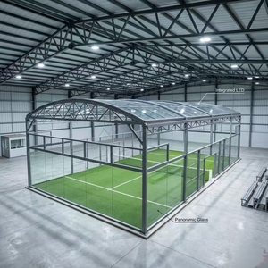 Campo da Padel Coperto per Tutte le Condizioni Meteo, Set Completo con Tetto Tensile Bianco Resistente al Vento, Illuminazione LED Opzionale, 10x20m, in Fibra di Vetro con Erba Sintetica - Product Image 3