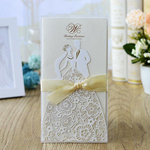 Kit d'<span class=keywords><strong>invitation</strong></span> de mariage à pochettes découpées au Laser, carton d'<span class=keywords><strong>invitation</strong></span> <span class=keywords><strong>avec</strong></span> enveloppes pour fête prénuptiale, fiançailles - Product Image 2