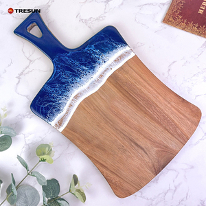 Tablas de Cortar de Resina Epoxi y Madera de Acacia con Diseño de Olas Oceánicas Azules, Personalizadas con Logotipo Grabado, Alta Calidad, Bajo MOQ, Populares - Product Image 3