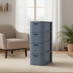 Cassettiera salvaspazio 4C Slim (30x40x80cm) DOMUS HOME COLLECTION Bleu fumé 90703 - Product Image 3
