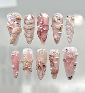 <span class=keywords><strong>Uñas</strong></span> Postizas Acrílicas Hechas a Mano, Colores Deslumbrantes, Diseño Personalizado, Forma <span class=keywords><strong>de</strong></span> Pico <span class=keywords><strong>de</strong></span> Pato, Almendradas, Puntas Largas Cuadradas para Dedos - Product Image 3