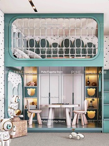 <span class=keywords><strong>Letto</strong></span> singolo per bambino in legno massello da 135 cm <span class=keywords><strong>con</strong></span> armadio <span class=keywords><strong>sotto</strong></span> e rete in corda - Nuovo stile 2026 - Product Image 3