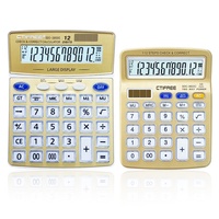 Calculatrice de bureau en plastique élégante CTIFREE, double alimentation, 99 opérations, 12/14 chiffres, calendrier intégré, haute précision