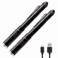 Lampe torche stylo rechargeable USB à double alimentation IP67 avec zoom 4x, 10850 750mAh ou piles AAA, clip de poche en aluminium, torche EDC