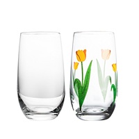 Ensemble de tasses et d'assiettes en verre à motif de tulipes vintage, vaisselle élégante à fleurs pour le thé et les desserts, pour la maison, le café, les cadeaux, vente en gros