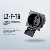 Adaptateur de prise murale industrielle en nylon, cuivre et laiton LZ-F-T6 à 3 broches, 10A, certifié CCC/CE/TUV/KC