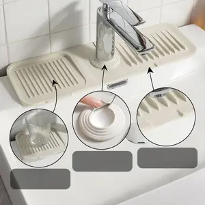 Neue einfache Farbe Wasserhahn Wasser fänger Spritz schutz Badezimmer Küche Drainage matte Silikon Geschirr trockner Waschbecken Matte