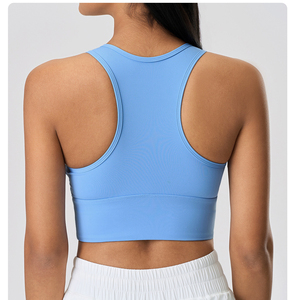 Nuevas Camisetas Deportivas de Yoga <span class=keywords><strong>con</strong></span> Logotipo Personalizado, Top Deportivo Ajustado <span class=keywords><strong>con</strong></span> Contraste de Color, <span class=keywords><strong>Tirantes</strong></span> Anchos, Transpirable, Elástico, <span class=keywords><strong>con</strong></span> Relleno - Product Image 5