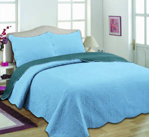 Vente en gros de couvre-lit à ultrasons réversible en microfibre de polyester couvre-lit de couleur unie - Product Image 2