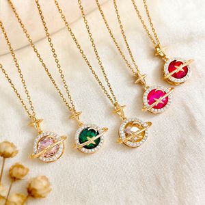 Collana con Ciondolo a Forma di Pianeta in Acciaio Inossidabile Placcato Oro, Impermeabile e Antiossidante, Bestseller su TikTok di Fanhua Jewelry - Product Image 2