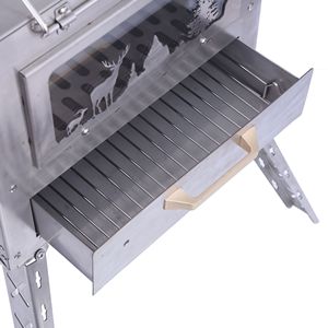 Réchaud de camping pour tente Réchaud de sauna extérieur Réchaud à bois pliant en acier inoxydable avec cheminée Réchaud de tente portable - Product Image 3