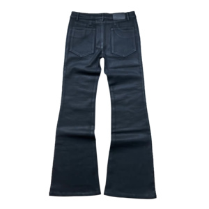 Jeans vintage Y2K pour hommes, jeans en denim évasé à taille basse personnalisés, jeans skinny noirs enduits, jeans bootcut - Product Image 2