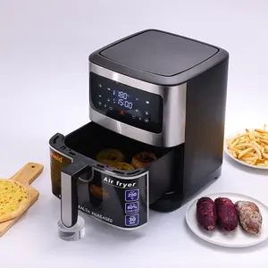 8L 10L Stainless steel US UK EU Standard visualization Digital Oil free Silver Crest Air Fryer with Basket