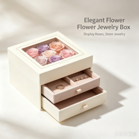 Boîte à bijoux transparente personnalisée avec rose éternelle pour collier et bague – Idéale pour la Saint-Valentin, les mariages et les anniversaires