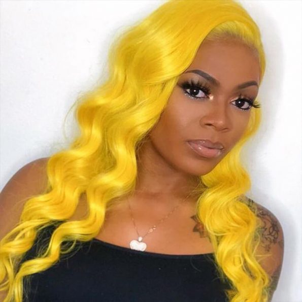 Yellow lace front wig