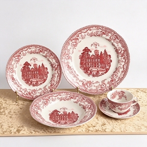 Unique Retro Good Quality European Colorful Manor Series Ceramic Dessert Plate Dinner Plate Coffee <b>Sets</b> for Party Gift - Product Image 2