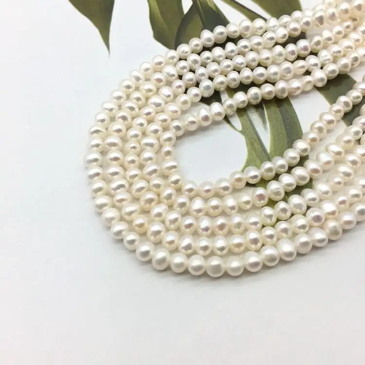 Perlas sueltas para fabricación de joyas, perlas redondas de agua dulce, AAA, 3-4mm