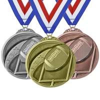 Médaille d'honneur commémorative de compétition sportive de rugby, style antique, en fonte, avec plaque à logo personnalisé, vente en gros