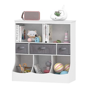 Cube de rangement de livres en bois pour meubles, organisateur de salon pour enfants, <span class=keywords><strong>blanc</strong></span> personnalisé, armoire pour enfants avec tiroir en tissu - Product Image 1