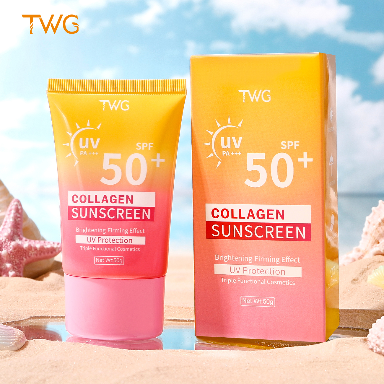 0099 TWG Crema solare al collagene SPF50+ PA+++ 50g