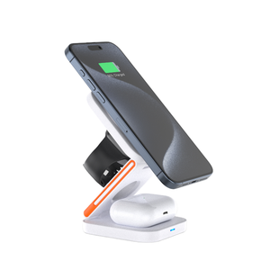 Nueva tendencia 3-en-1 plegable magnético Qi 15W cargador inalámbrico rápido para teléfono iPhone reloj inteligente y auriculares - Product Image 1