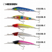 Leurre crankbait en PVC Hessen OEM pour eau salée, 75g 180mm, plongée profonde, ailettes longues, yeux 3D, type minnow, pour bar et brochet