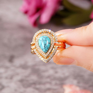 Anello da Donna Boho Vintage a Goccia d'Acqua Geometrico Elegante e alla Moda - Product Image 4