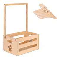 Panier de rangement en bois massif pour fête prénatale avec 6 cintres