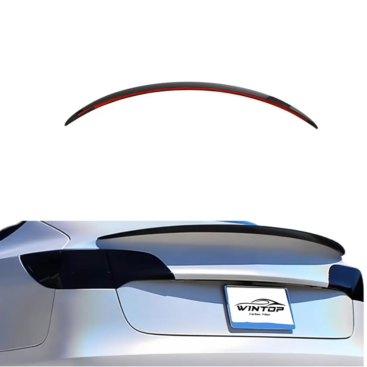 جناح خلفي من ألياف الكربون الجاف جاهز من WINTOP خلفي على شكل ذيل البطة متوافق مع Tesla Model 3 2019 - 2023 EV AUTO