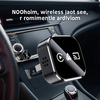 Écran WiFi Mini 2-en-1 sans fil CarPlay pour voiture, moniteur argenté avec port Type-C, compatible iPhone et Android Auto, contrôle vocal GPS