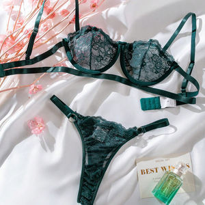 Da donna in pizzo intimo erotico Sexy Bikini reggiseno e perizoma mutandine trasparenti set body seduzione biancheria intima - Product Image 6