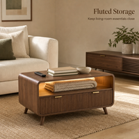 Table basse moderne à LED avec étagère de rangement, meuble de bureau écologique et durable, table basse nordique