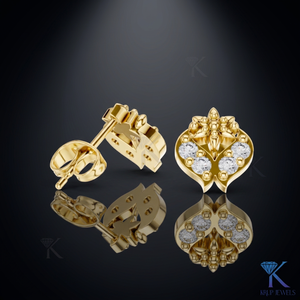 Lab Grown Diamond Floral Leaf <b>Stud</b> Earrings 14K/18K Solid Gold 5 Stone Cluster Classic Women's Jewelry Anniversary Gift - Product Image 1