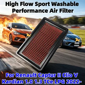 Filtro de Aire Deportivo Lavable de Alto Flujo OE 165003077R para <span class=keywords><strong>Renault</strong></span> Captur II <span class=keywords><strong>Clio</strong></span> V Kardian 1.0 1.3 TCe LPG <span class=keywords><strong>2022</strong></span>- - Product Image 1