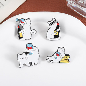 Mini Schattige Kat Die Rode Wijn Emaille Pin Badge Rode Wijn Broches Souvenir Voor Wijnliefhebbers Of Beste Vrienden Hot Item - Product Image 5