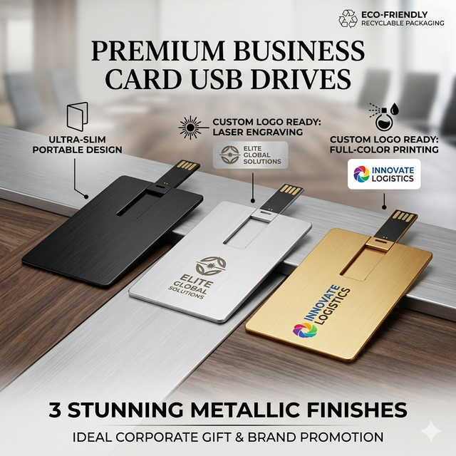 Premium Aluminium Business Credit Card Usb Flash Drive Custom logo Printing 8GB 16GB 32GB Metal Memory Stick Promotion Gift