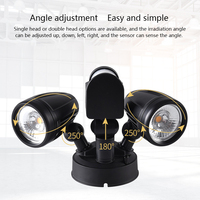 Lampe Led Moderne pour Garage Extérieur Sécurité Détecteur de Mouvement Spot 13W Ajustable Applique Murale Double Tête
