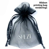 Petit Pochon à Dragées de Mariage en Organza Uni avec Cordon de Serrage en Maille Transparente, Multiples Tailles pour Emballage Cadeau ou Échantillons