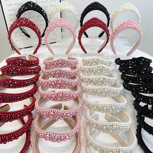 Serre-tête Vintage Couronne de Perles et Diamants, Bandeau Rétro de Luxe en Strass, Serre-tête Baroque Gonflé, Accessoires Cheveux Élégants pour Femme - Product Image 2