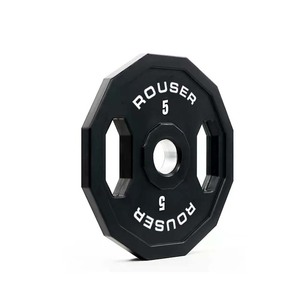 Rouser Fitness Custom Black Bumper Gym Polyurethane 1.25KG-20KG <strong>Weight</strong> Plates PU Urethane Hand Grip Steel Material KG/LB Display - Product Image 2