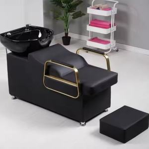 Chaise de shampooing en cuir synthétique moderne, salon de beauté, siège inclinable réglable, unité de lavage, mobilier de salon commercial - Product Image 5