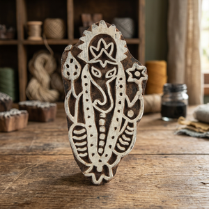 Bloque de Madera con Diseño Pintado, Arte Popular Indio Hecho a Mano, para Decoración del Hogar - Mejores Precios en INDIANSHELF - Product Image 3