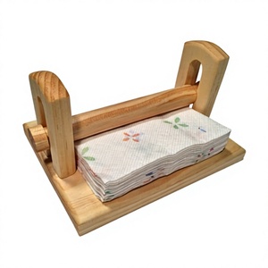 Servilletero de mesa para Decoración de mesa de lujo, soporte de tejido de perro de madera, servilletero de madera con peso de madera - Product Image 1