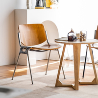 Chaise de salle à manger de style mid-century, en fer forgé, moderne, minimaliste, pour usage domestique, avec dossier rembourré, en bois massif, également adaptée