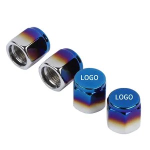 4 pz/set 11*11mm ha bruciato il cappuccio blu della valvola della gomma della ruota di automobile della lega di alluminio