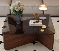 Table basse moderne minimaliste carrée en verre trempé résistant aux rayures, petite taille, style italien, pour salon