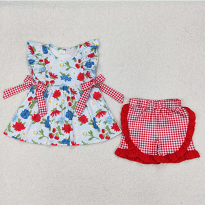 Flower Girls Sibling Baby Girls Flowers Bows Rompers Outfits <b>Clothes</b> Sets - Product Image 5
